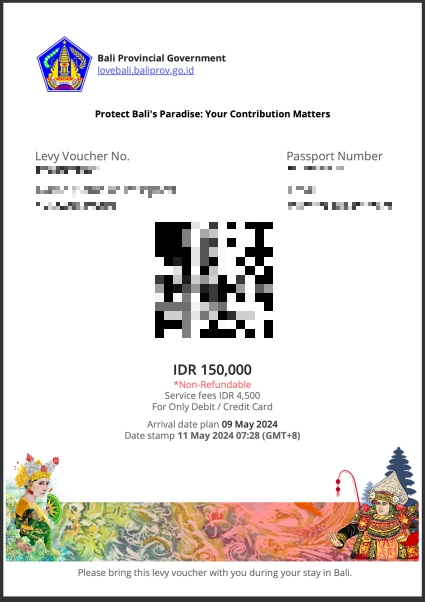 러브발리-관광세-납부영수증